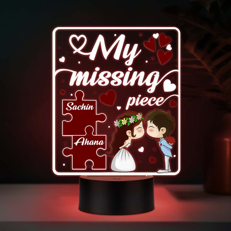 Personalized Couples UV Print Multicolor 3D LED Night Light My Missing Piece Romantic Lamp